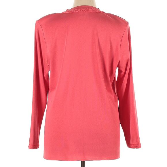 Misook Long Sleeve Embroidered Knit Button Up Cardigan Sweater Pink Plus Size 2X - Picture 2 of 8